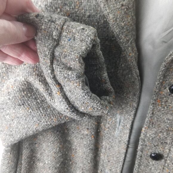 Vintage Larry Levine heather tweed bomber jacket button pockets women's 10-12 - Picture 10 of 16